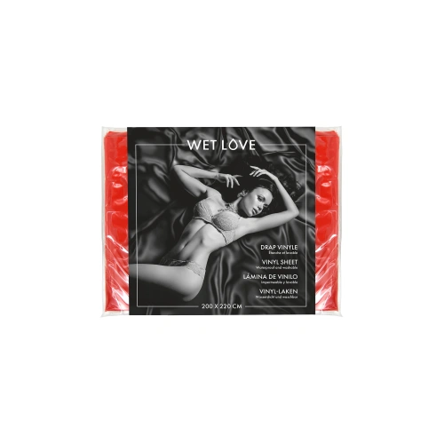 Wet Love Vinyl Sex Bed Sheet 200cm x 220cm Red [1]