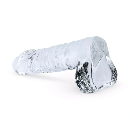 Realistic glass dildo with testicles Glazen 29 transparent [2]