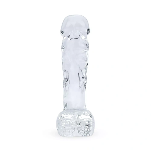 Realistic glass dildo with testicles Glazen 29 transparent [4]