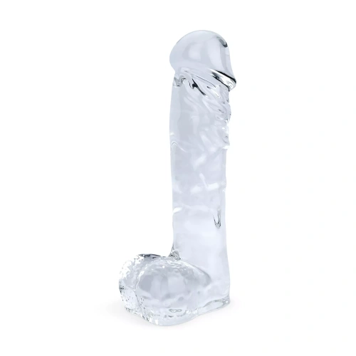 Realistic glass dildo with testicles Glazen 29 transparent [5]