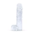Realistic glass dildo with testicles Glazen 29 transparent