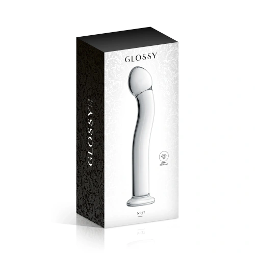 **Nina - Glass dildo with a curve Glossy #27 transparent [1]