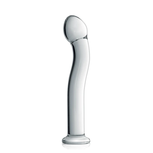 **Nina - Glass dildo with a curve Glossy #27 transparent