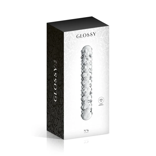 **Nina - Embossed glass dildo Glossy #6 transparent [1]