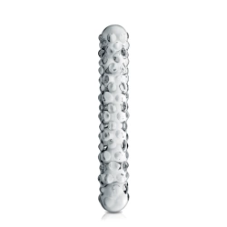 **Nina - Embossed glass dildo Glossy #6 transparent