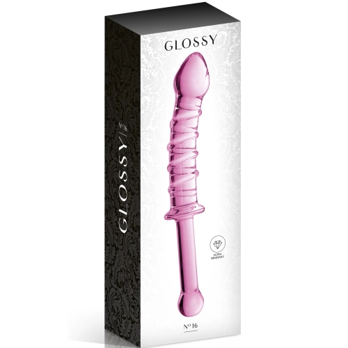 Glass dildo with embossed Glossy #16 pink [1]