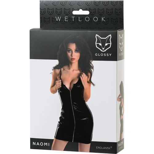 Elegant dress with a wet effect Wetlook Naomi black [4]