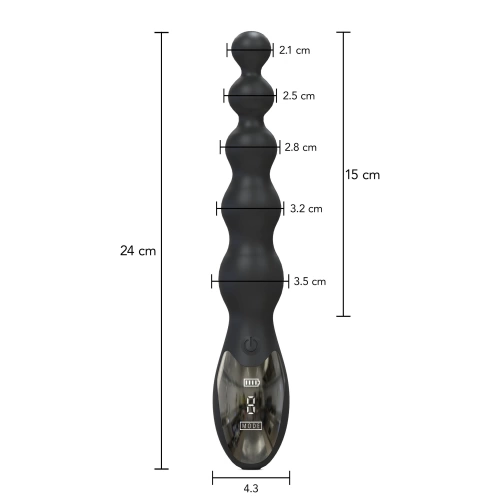 Nina - Rechargeable Silicone Anal Beads with LED Display Beaded Anal Gear Black [5]