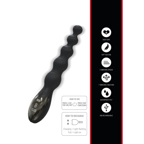 Nina - Rechargeable Silicone Anal Beads with LED Display Beaded Anal Gear Black [6]