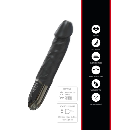 Nina - Rechargeable silicone realistic vibrator with display Anal Power black [4]