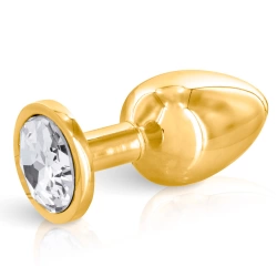 Metal anal dilator in gold with Angel M crystal