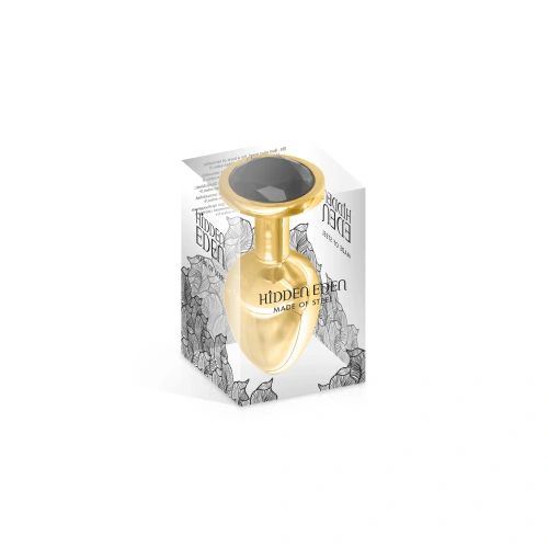 Metal Butt Plug in gold with black crystal Black Angel size M [1]