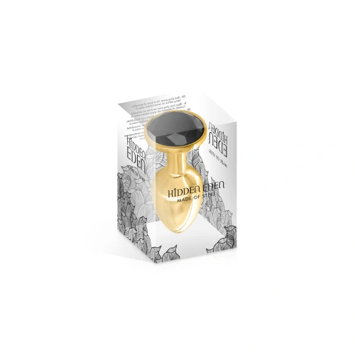 Metal Butt Plug in gold with black crystal Black Angel size S [1]
