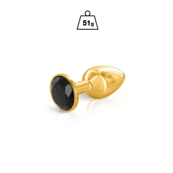Metal Butt Plug in gold with black crystal Black Angel size S