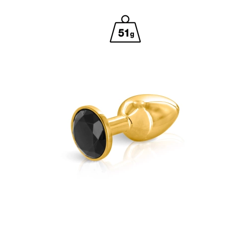 Metal Butt Plug in gold with black crystal Black Angel size S