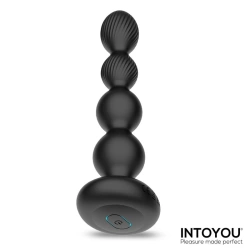 Rechargeable silicone anal rosary with vibration and rotation, with Mouve remote control
