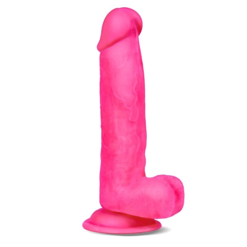 Slidy 8" Pink Realistic Double Layer Testicle Dildo [1]