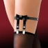Leather garter with Cinderella bow tie black