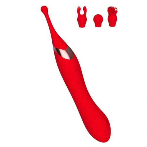 Nina - Rechargeable 2 in 1 Vibrating G-Spot Vibrator and Stimulator with Attachments Onax Red [1]