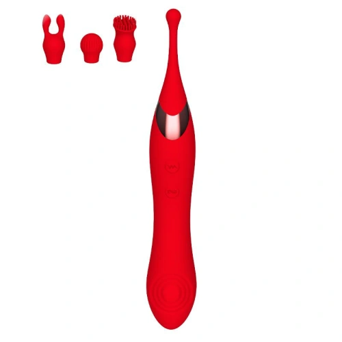 Nina - Rechargeable 2 in 1 Vibrating G-Spot Vibrator and Stimulator with Attachments Onax Red [2]