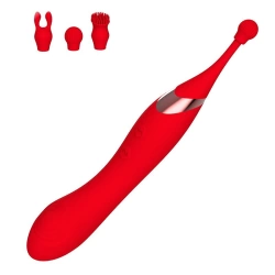 Nina - Rechargeable 2 in 1 Vibrating G-Spot Vibrator and Stimulator with Attachments Onax Red