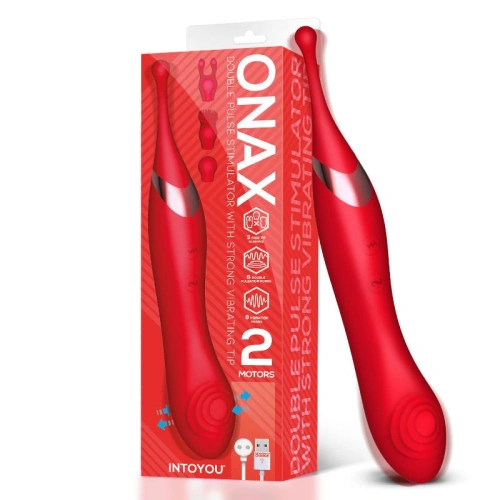 Nina - Rechargeable 2 in 1 Vibrating G-Spot Vibrator and Stimulator with Attachments Onax Red [8]