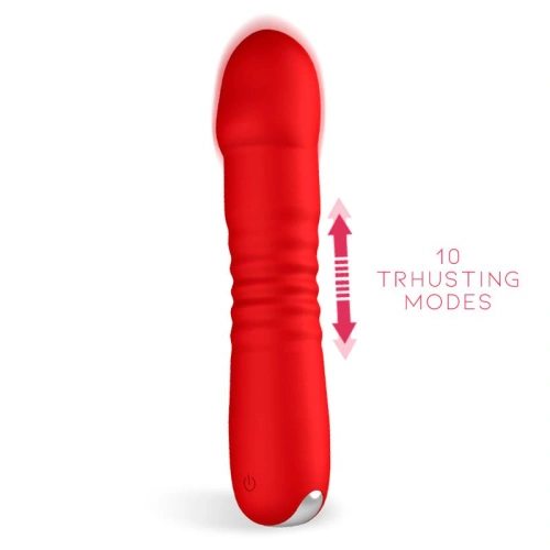Rechargeable silicone thrusting vibrator Unihorn Marygold red [1]