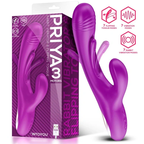 Priya Purple Silicone Rechargeable Rabbit Vibrator [4]