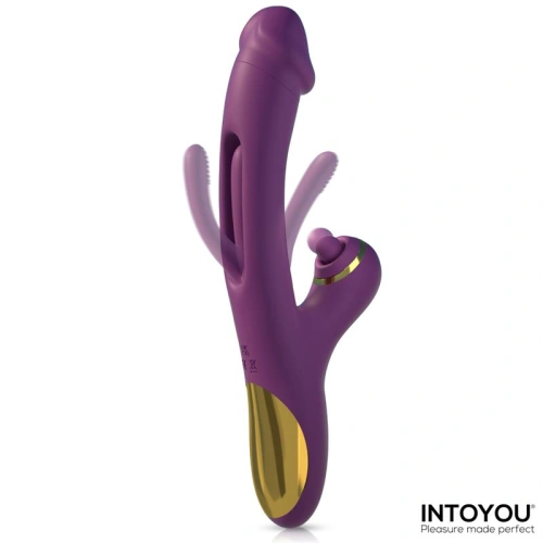 Nina - Rechargeable Silicone Rabbit Vibrator with 3 Motors Intoyou Siter Purple