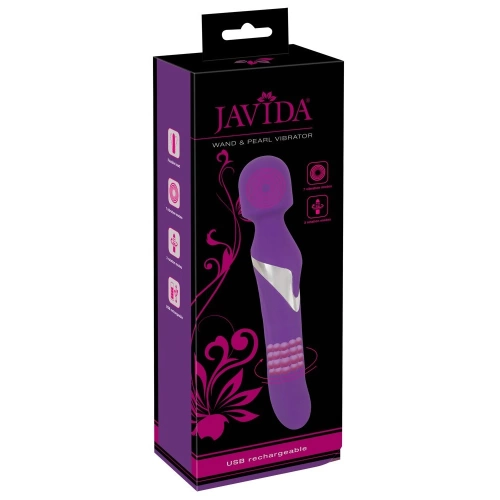 Javida Double Vibrator with Rotating Pearls and Wand Massager