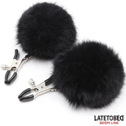 Dilyana- Fur Ball Clamps with fluffy black balls