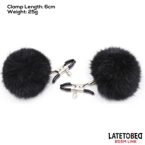 Dilyana- Fur Ball Clamps with fluffy black balls [3]
