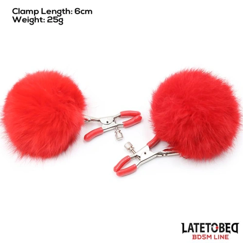 Color* Dilyana- Fur Ball Clamps with fluffy red balls [3]