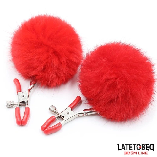 Color* Dilyana- Fur Ball Clamps with fluffy red balls