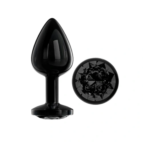 Metal Butt Plug with crystal Blackgem black M [1]