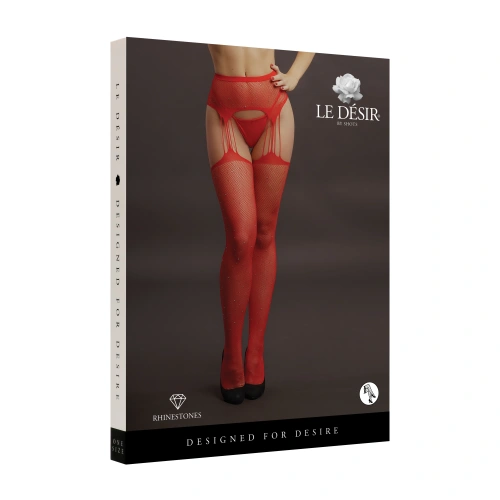 Color* Dilyana- Le Desir Rhinestone Mesh Garter Pantyhose 040 Red [13]