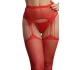 Color* Dilyana- Le Desir Rhinestone Mesh Garter Pantyhose 040 Red