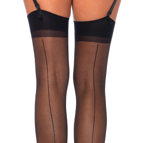 Plus Size Leg Avenue Sexy Black Garter Stockings With Edge [1]