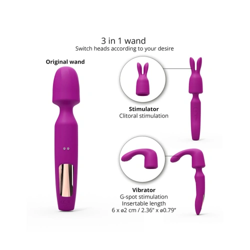 Rechargeable 3 in 1 Wand massager with attachments R-evolution pink [2]