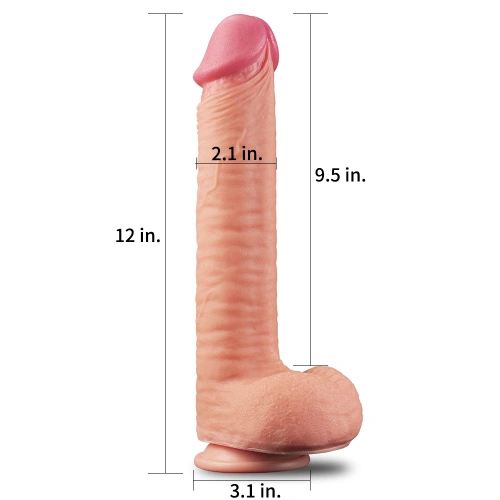 Nature Cock 12" Large Dual Layer Realistic Silicone Dildo [12]