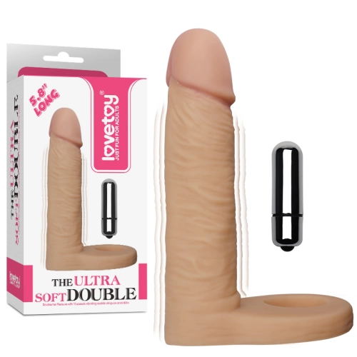 The Ultra Soft Double 5.8" Vibrating Anal Dildo with Penis Ring [7]