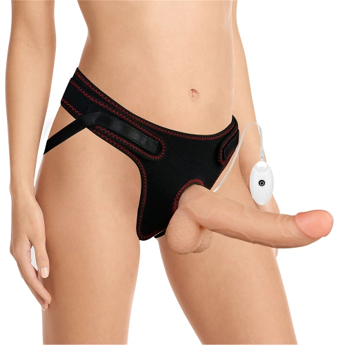 Ingen 8.5" Adjustable Strap-On Vibrating Realistic Testicle Dildo [1]