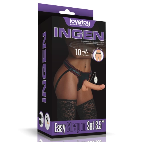 Ingen 8.5" Adjustable Strap-On Vibrating Realistic Testicle Dildo [19]