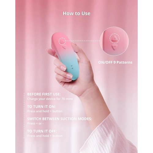 Lovense Tenera 2 Rechargeable Suction Clitoris Stimulator with Mobile App Pink Blue [2]