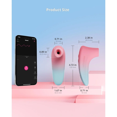 Lovense Tenera 2 Rechargeable Suction Clitoris Stimulator with Mobile App Pink Blue [6]