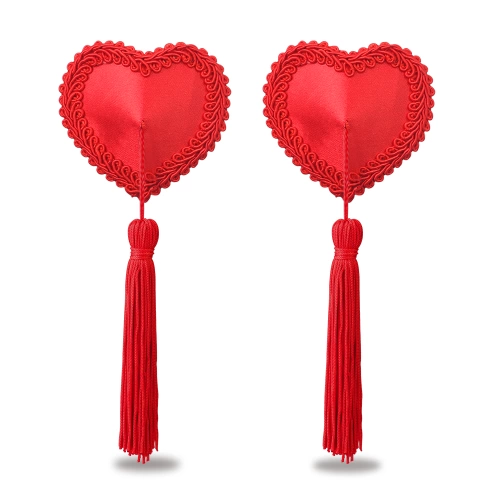 Nina - Nipple Pasties - Hearts with Tassels Lovetoy Nipple Pastie Red