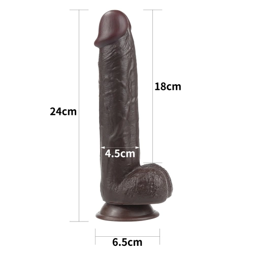 Realistic Double Layer Sliding Skin Dong 9.5" Dark Brown Dildo [2]