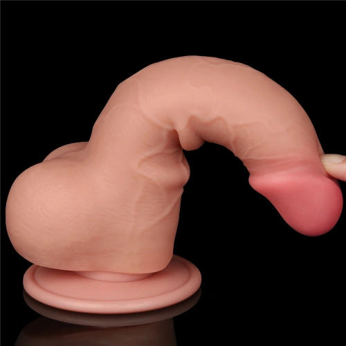 Nina  Sliding-Skin Dong Realistic Double Layer Testicle Dildo 7.5" [11]