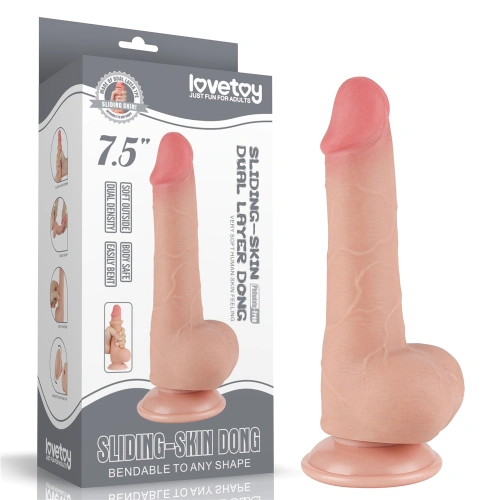 Nina  Sliding-Skin Dong Realistic Double Layer Testicle Dildo 7.5" [14]