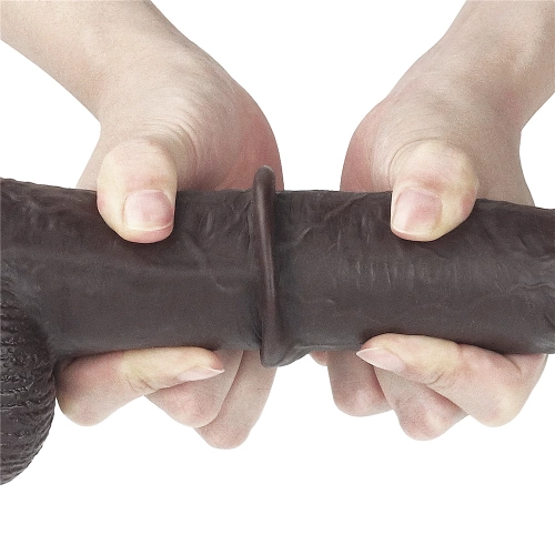 Flexible Realistic Double Layer Cyber ​​Skin Sliding-skin Dong 9" Brown [14]